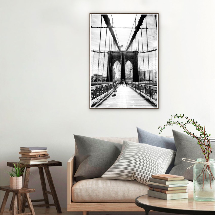 0030 Unika weiß schwarzer Fotografie Brücke Druck Poster Rahmen 50x70cm