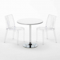 Weiß Rund Tisch und 2 Stühle Farbiges Transparent Grand Soleil Dune Silver Sales