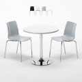 Weiß Rund Tisch und 2 Stühle Farbiges Transparent Grand Soleil Lollipop Silver Aktion