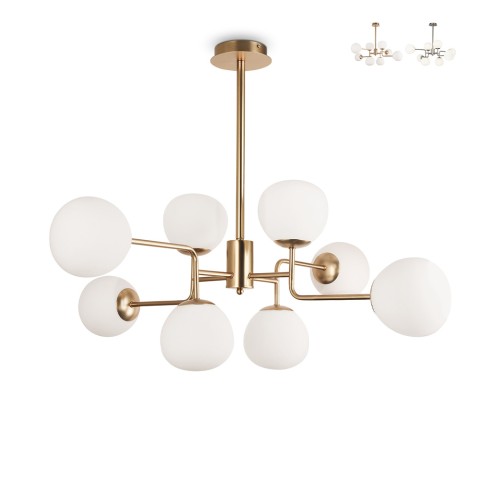 Moderne Wohnzimmer Pendelleuchte 8 Kugeln weißes Glas Erich Maytoni Aktion