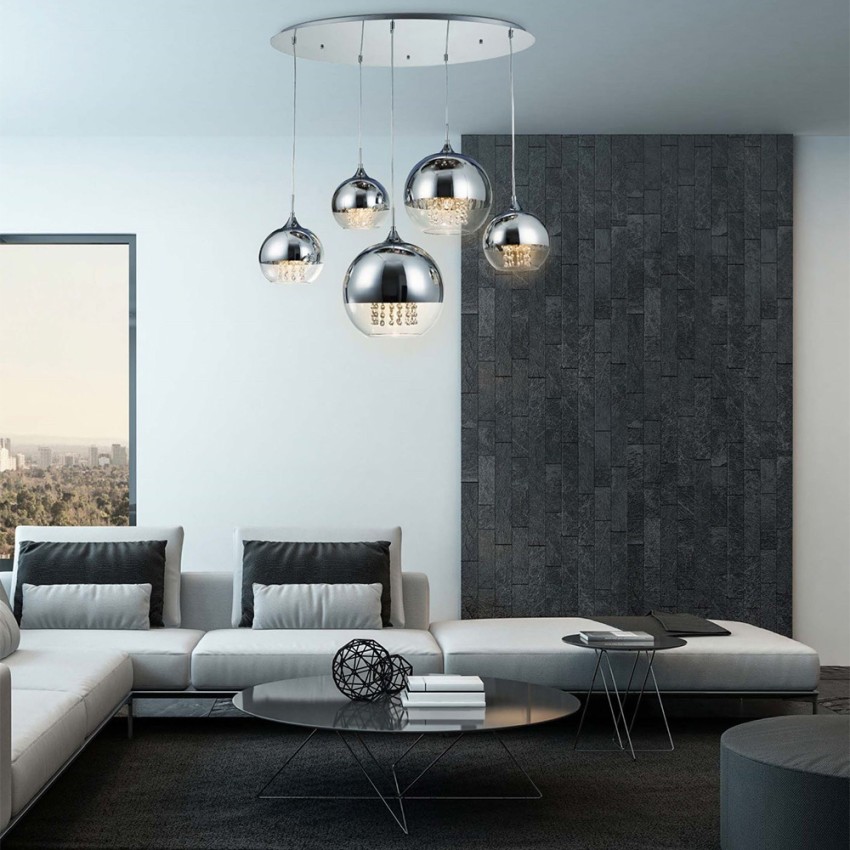 Moderner Design-Kronleuchter mit schwebenden Kugeln, verchromtes Glas, Fermi Maytoni Aktion Moderner Design-Kronleuchter mit schwebenden Kugeln, verchromtes Glas, Fermi Maytoni Aktion