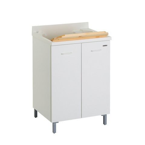 Waschbecken mit Schrank 2 Türen 60x50cm Waschbecken Holzplatte Edilla Montegrappa Aktion