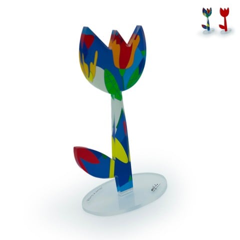Skulptur Dekorativ Blume Farbiges Plexiglas Pop-Art-Stil Tulipano
