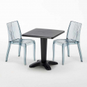 Schwarz Quadratisch Tisch und 2 Stühle Farbiges Polypropylen-Innenmastenset Grand Soleil Dune Balcony Sales