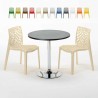 Schwarz Rund Tisch und 2 Stühle Farbiges Polypropylen-Innenmastenset Grand Soleil Gruvyer Cosmopolitan Verkauf