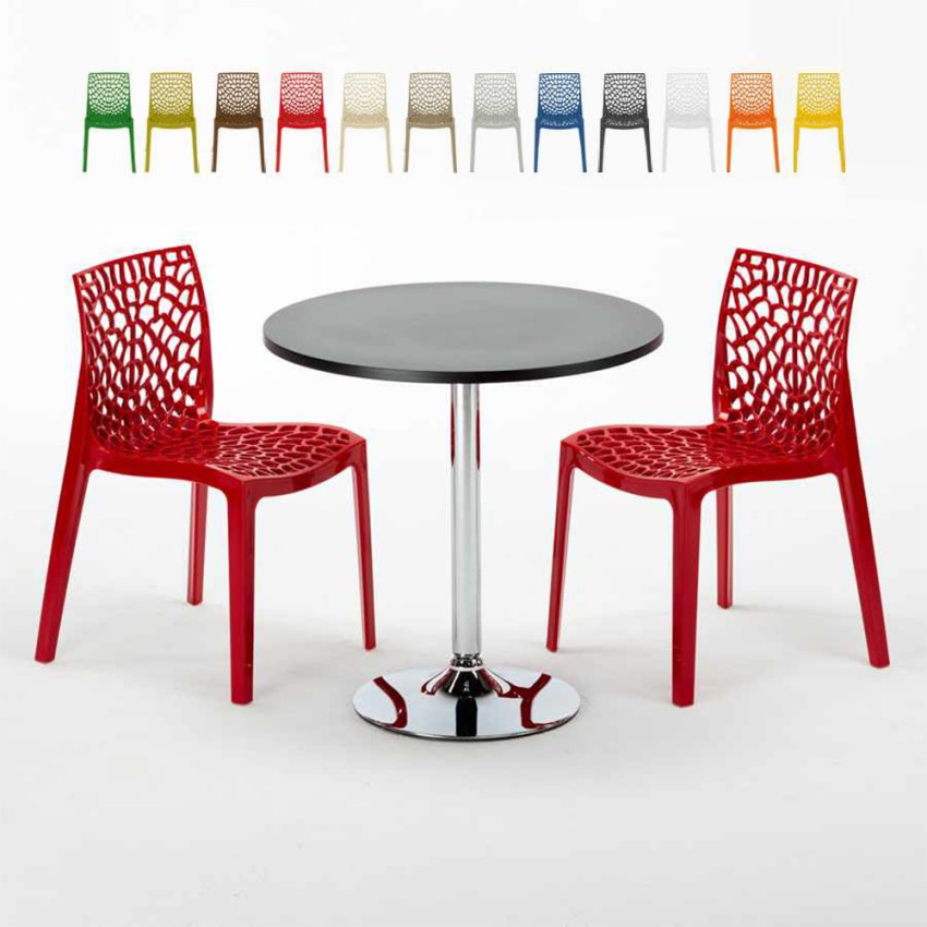 Schwarz Rund Tisch und 2 Stühle Farbiges Polypropylen-Innenmastenset Grand Soleil Gruvyer Cosmopolitan Auswahl Schwarz Rund Tisch und 2 Stühle Farbiges Polypropylen-Innenmastenset Grand Soleil Gruvyer Cosmopolitan Auswahl