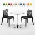 Weiß Rund Tisch und 2 Stühle Farbiges Polypropylen-Innenmastenset Grand Soleil Gruvyer Long Island Aktion