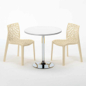 Weiß Rund Tisch und 2 Stühle Farbiges Polypropylen-Innenmastenset Grand Soleil Gruvyer Long Island 