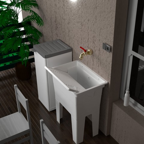 Einblock-Waschbecken für draußen mit Platte 59x41x75cm Jo Aktion