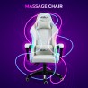 Weißer Gaming-Stuhl LED-Massage Liegestuhl ergonomischer Stuhl Pixy Plus Sales