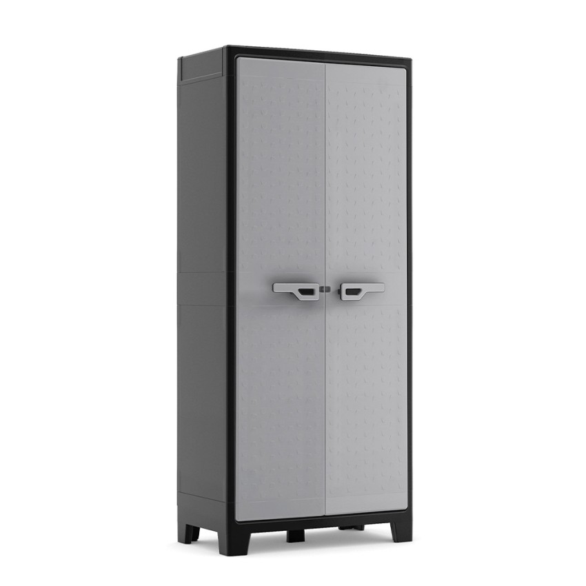 Grau-schwarzer Außenschrank 8 Regalböden Titan Multispace XL Keter Aktion Grau-schwarzer Außenschrank 8 Regalböden Titan Multispace XL Keter Aktion