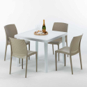 Weiß Quadratisch Tisch und 4 Stühle Farbiges Polypropylen-Außenmastenset Grand Soleil Boheme Love Katalog