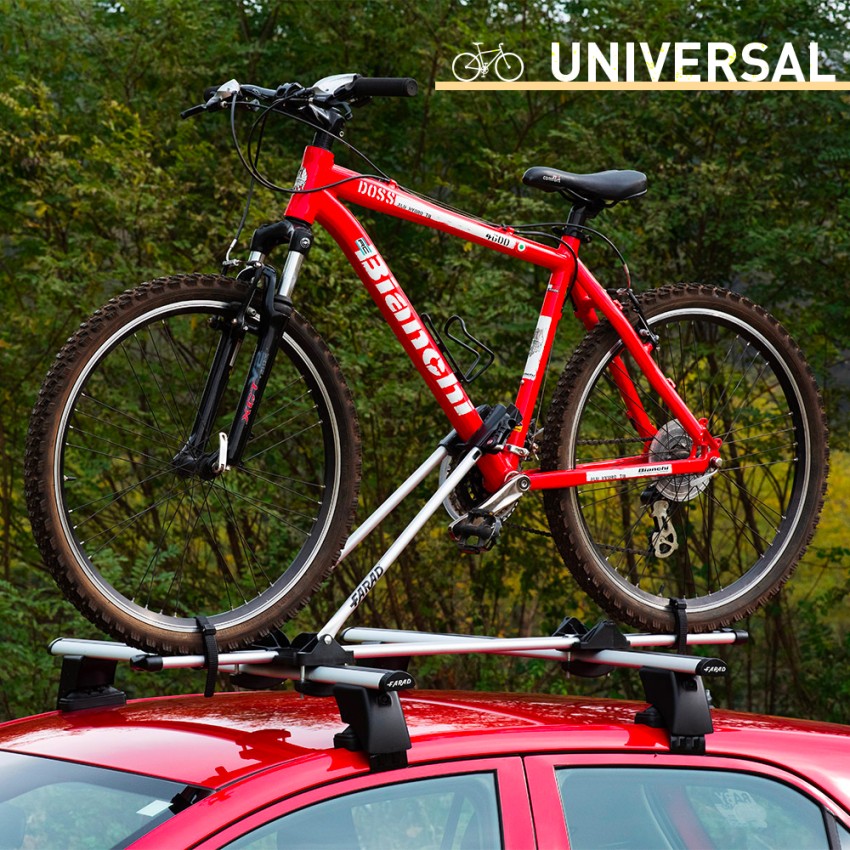 Universaler Fahrradträger für Autodachträger aus Stahl mit Diebstahlsicherung Maira Aktion Universaler Fahrradträger für Autodachträger aus Stahl mit Diebstahlsicherung Maira Aktion