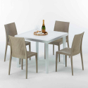 Weiß Quadratisch Tisch und 4 Stühle Farbiges Polypropylen-Außenmastenset Grand Soleil Bistrot Love Katalog