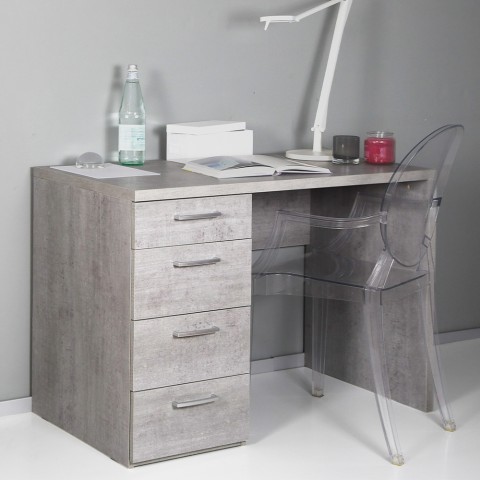 Moderner Schreibtisch mit 4 grauen Smartworking-Schubladen KimDesk GS