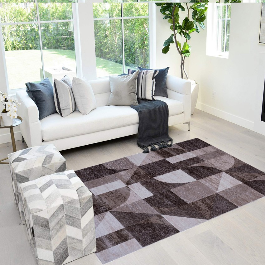 Moderner rechteckiger Teppich geometrisch braun Wohnzimmer Double MAR009 Aktion Moderner rechteckiger Teppich geometrisch braun Wohnzimmer Double MAR009 Aktion