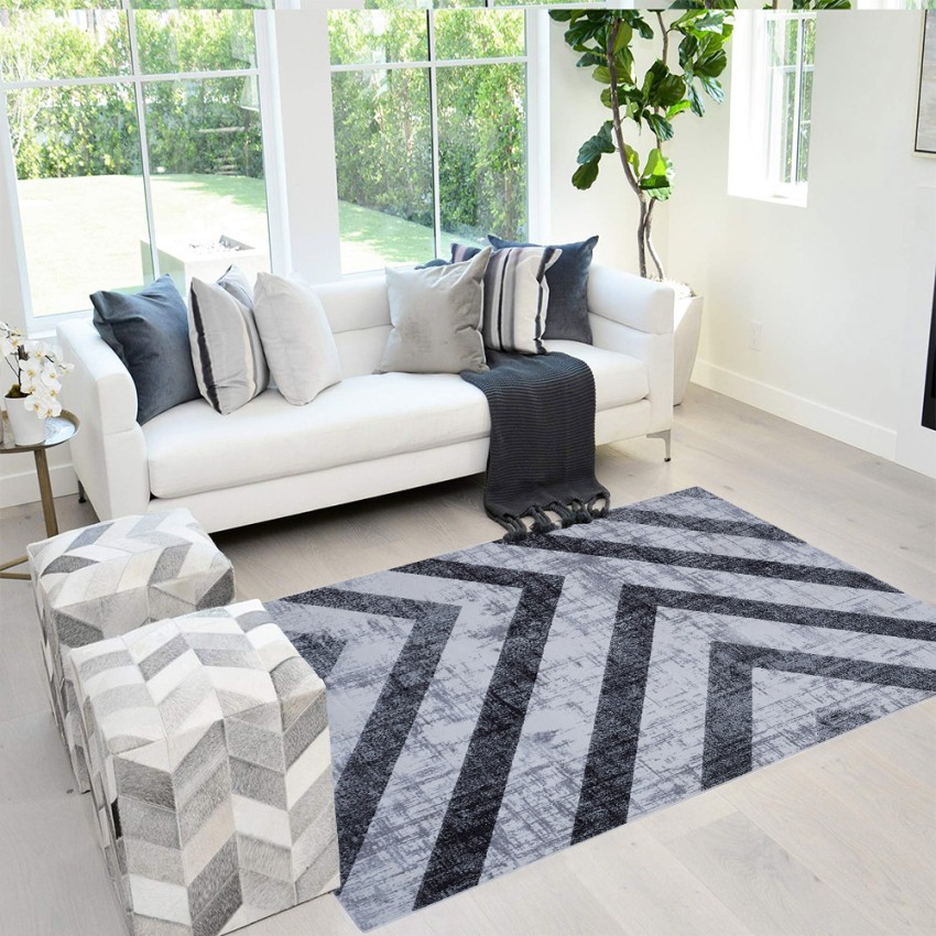 Moderner rechteckiger Teppich mit geometrischem Design in Grau und Schwarz Double GRI008 Aktion