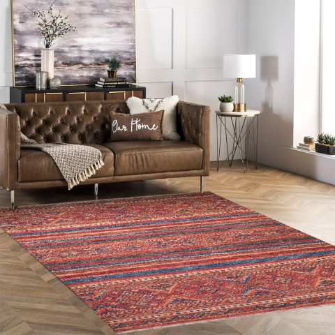 Bunter rutschfester Teppich rechteckig Wohnzimmer Schlafzimmer KILI01 Aktion