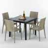 Schwarz Quadratisch Tisch und 4 Stühle Farbiges Polypropylen-Außenmastenset Grand Soleil Arm Bistrot Passion Katalog