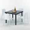 Schwarz Quadratisch Tisch und 4 Stühle Farbiges Polypropylen-Außenmastenset Grand Soleil Rome Passion Maße