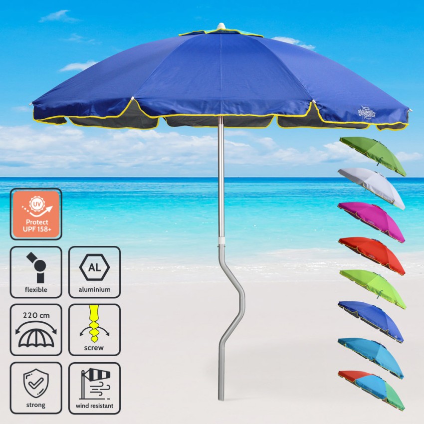 Sonnen/Strandschirm Girafacile Aluminium uv-Schutz 220 cm Angeln Eolo Rabatte Sonnen/Strandschirm Girafacile Aluminium uv-Schutz 220 cm Angeln Eolo Rabatte