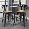 Hoher barhocker industrielles design bar küche Steel Wood Back Light Auswahl