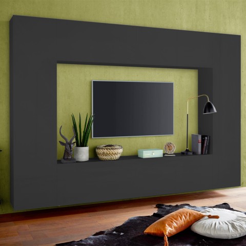 Moderne TV-Wand Wohnwand mit 2 Hängeschränken Note Mold Aktion