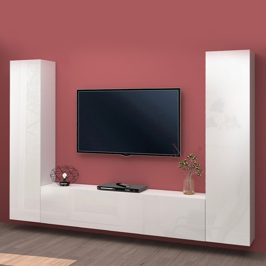 Moderne weiße hängende Wohnwand TV-Schrank 2 Schränke Vibe WH Aktion Moderne weiße hängende Wohnwand TV-Schrank 2 Schränke Vibe WH Aktion