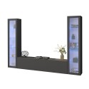 Moderne schwarze Wohnwand mit schwebendem TV-Möbel, 2 Vitrinen Liv RT Angebot