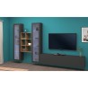 Moderne hängende Wohnwand TV-Regal Holz mit 2 Vitrinen Yves RT Katalog