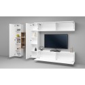 Weiße Wohnwand mit hängendem TV-Schrank, 2 Schränken und Bücherregal Sid WH Katalog