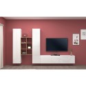 Weiße schwebende TV-Wand mit Holzregal und 2 Schränken Manny WH Katalog