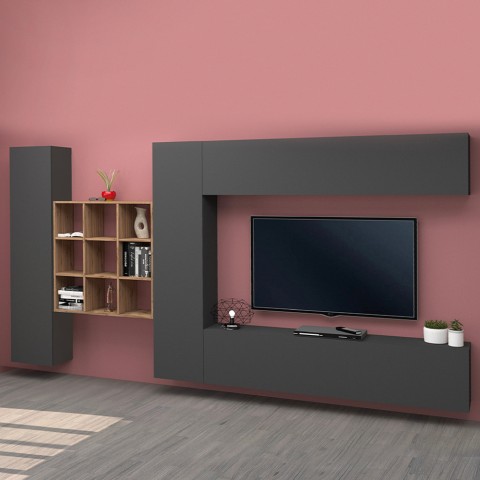 Moderne Hängende TV-Wand mit 2 Schränken und Regal Ferd RT Aktion