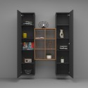 Moderne Wohnwand Bücherregal aus Holz mit 2 Schränken für Wohnzimmer Gemy RT Rabatte