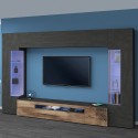 Moderne TV-Wohnwand Schwarz Holz mit 2 Vitrinen Hängeschrank Sultan AP Aktion