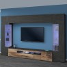 Moderne TV-Wohnwand Schwarz Holz mit 2 Vitrinen Hängeschrank Sultan AP Aktion
