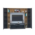 Moderne Wohnwand TV-Schrank Bücherregal Schränke Schwarz Holz Arkel AP Sales