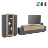 Moderne Wohnwand in Schwarz und Holz mit TV-Schrank und Vitrine Woud AP Verkauf