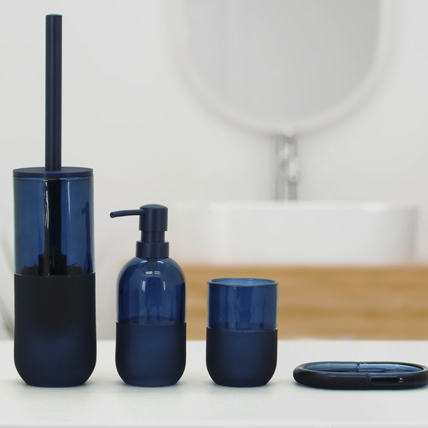 Badezimmer-Accessoire-Set Seifenschale & Zahnbürstenhalter aus blauem Glas Midnight Aktion Badezimmer-Accessoire-Set Seifenschale & Zahnbürstenhalter aus blauem Glas Midnight Aktion