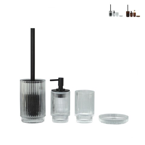 Bad-Accessoire-Set Seifenspender Bürstenhalter Glas Deco Aktion