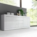 Weiße Hochglanz-Kommode Tribus Wh Basic mit 2 Türen und 3 Schubladen Lagerbestand