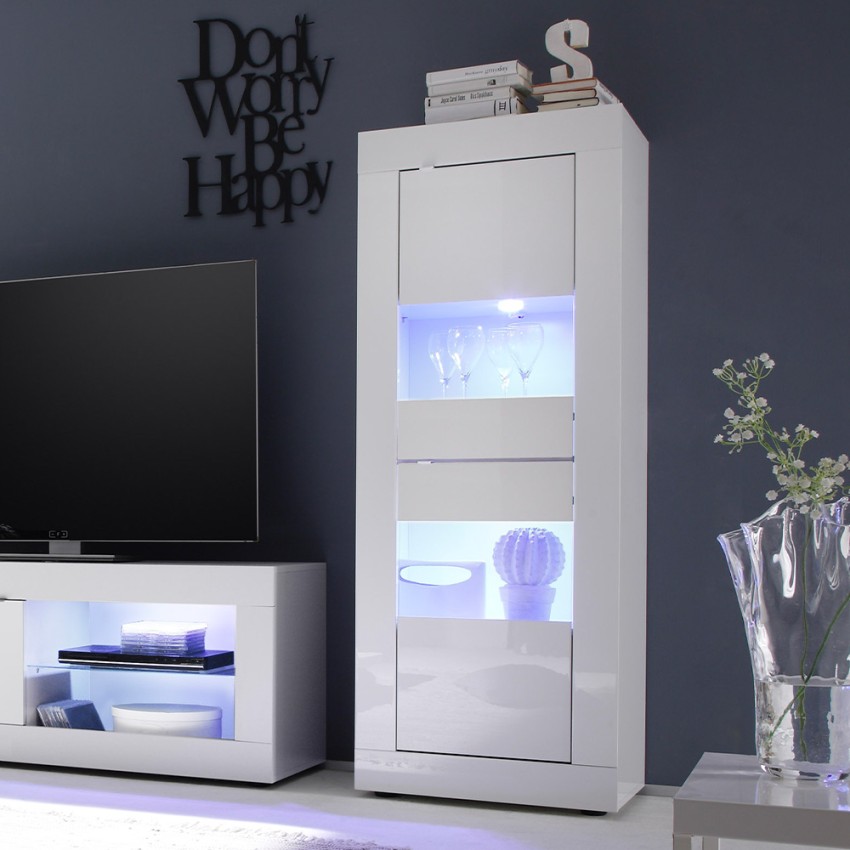 Vitrine Hochglanz Weiß modernes Design für Wohnzimmer Nina Wh Basic Aktion Vitrine Hochglanz Weiß modernes Design für Wohnzimmer Nina Wh Basic Aktion