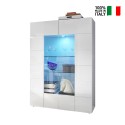 Moderne Vitrine 2 Glastüren Hochglanz Weiß Wohnzimmer 121x166cm Murano Wh Verkauf
