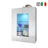 Moderne Vitrine 2 Glastüren Hochglanz Weiß Wohnzimmer 121x166cm Murano Wh Verkauf
