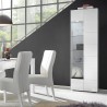 Moderne Wohnzimmer-Vitrine mit 1 Tür, weiß glänzend, Schachbrettmuster Bee Wh Dama Aktion