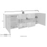 Modernes Sideboard 2 Türen 4 Schubladen glänzend grau 241cm Prisma Rt L Kosten