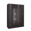Moderne Vitrine Wohnzimmer, 2 Türen, grau hochglanz, 121x166 cm, Ego Rt Angebot