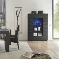 Moderne Vitrine Wohnzimmer, 2 Türen, grau hochglanz, 121x166 cm, Ego Rt Aktion