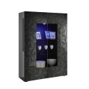 Moderne Vitrine Wohnzimmer, 2 Türen, grau hochglanz, 121x166 cm, Ego Rt Sales