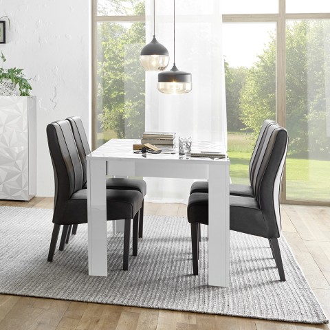 Wohnzimmer Esstisch 180x90cm glänzend weiß modern Athon Prisma Aktion